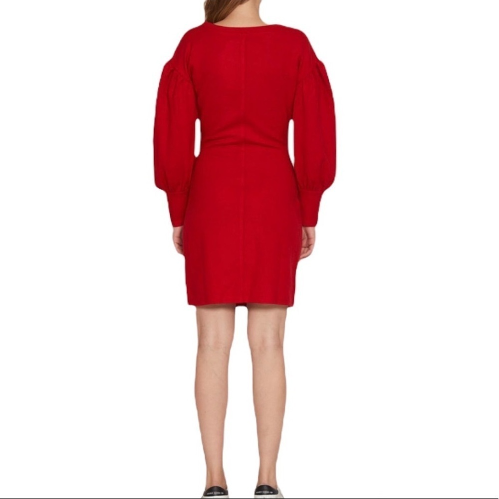 Red Puff Sleeve Sweater Dress Sz Medium - Picture 3 of 12